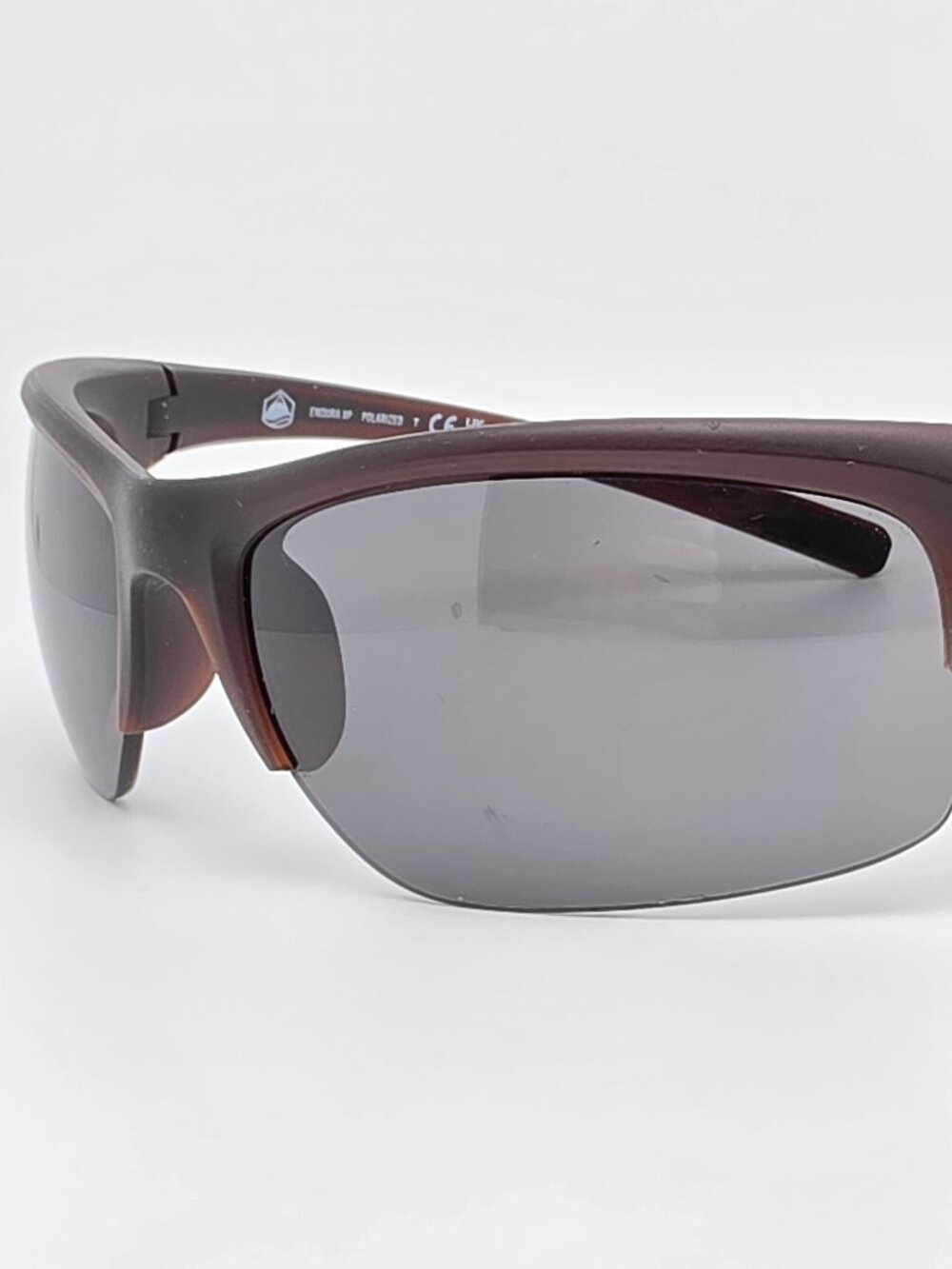Native XD 9029 Endura XP Brown Frame Polarized Grey Lens Semi Rimless Sunglasses